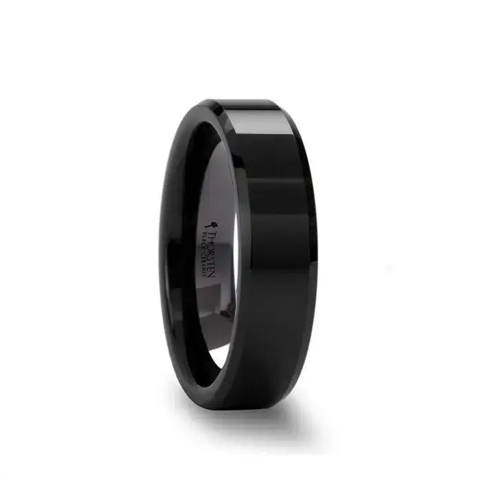 CITAR Polished Finish Black Ceramic Ring with Beveled Edges - 4mm - 12mm - Image 3