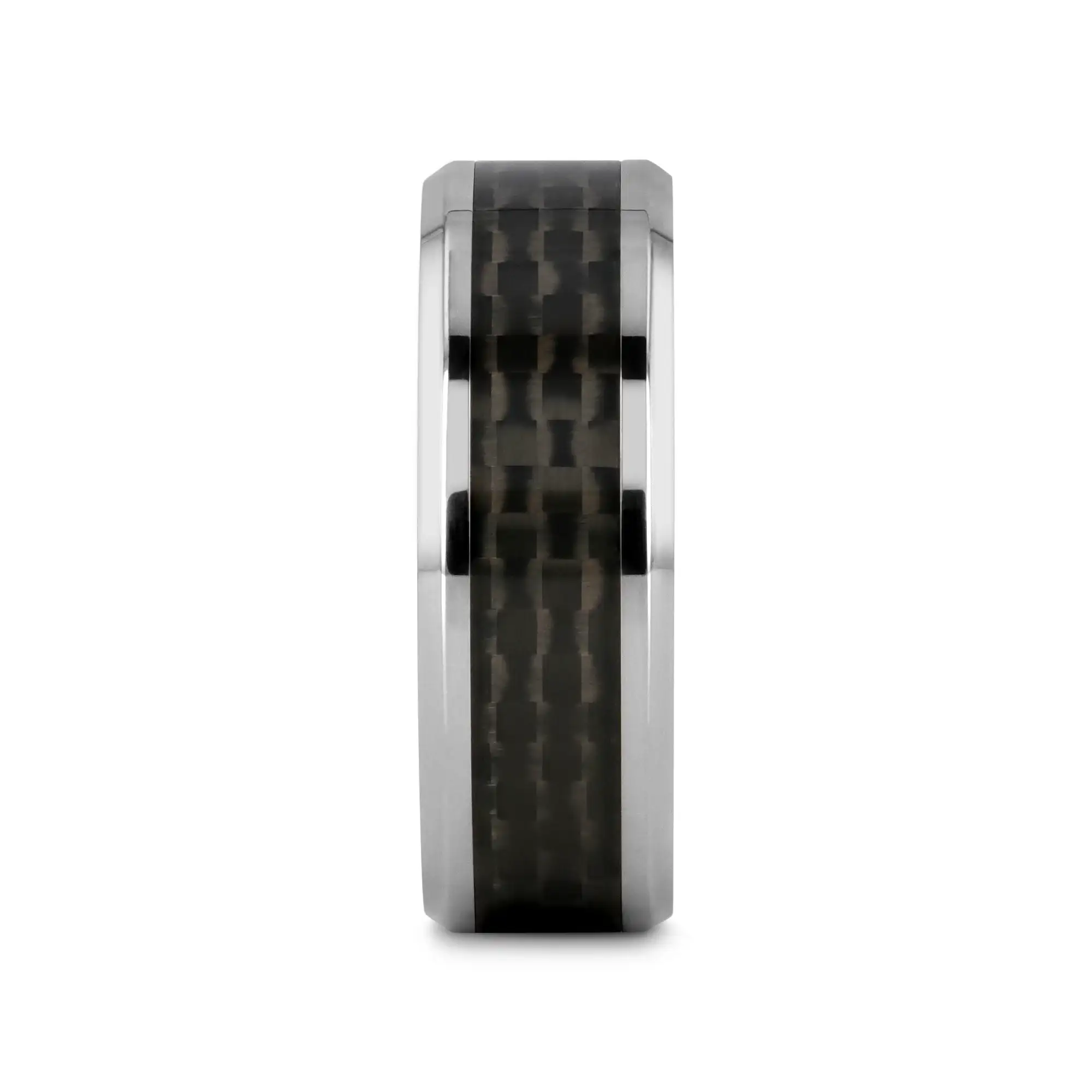 COLOSSEUM Black Carbon Fiber Inlay Titanium Wedding Band - 8mm - Image 2