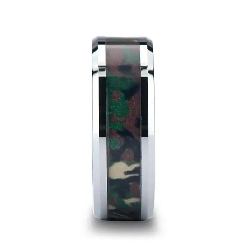 COMMANDO Tungsten Wedding Ring with Military Style Jungle Camouflage Inlay - 6mm - 10 mm - Image 2
