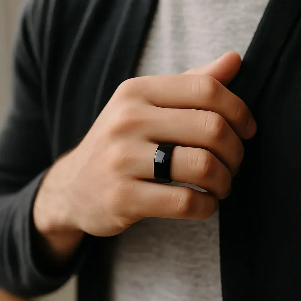 CORVUS Domed Black Tungsten Wedding Band - 10mm - Image 4