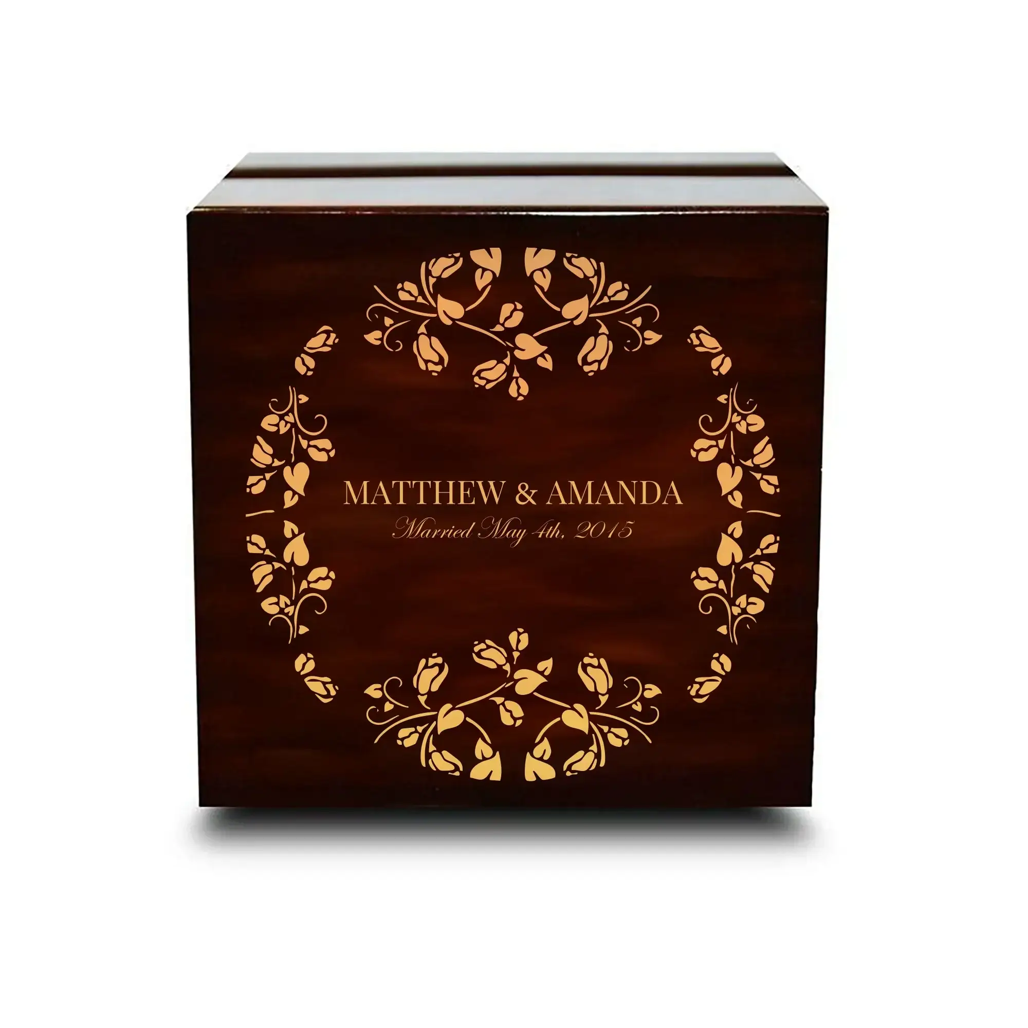 Custom Engraved Light up Engraved Chocolate Dark Wood Personalized Wooden Wedding Ring Box - Image 13
