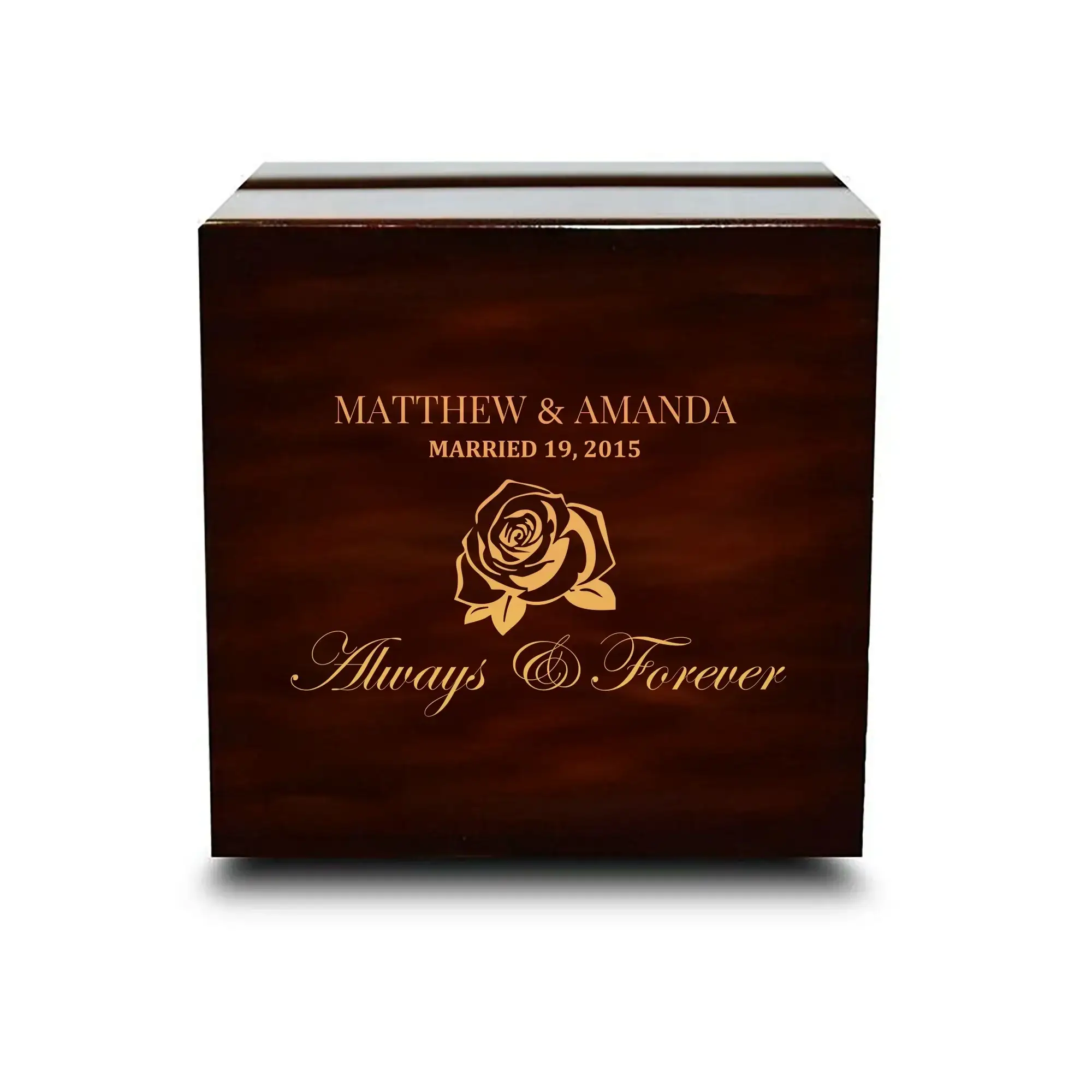 Custom Engraved Light up Engraved Chocolate Dark Wood Personalized Wooden Wedding Ring Box - Image 14