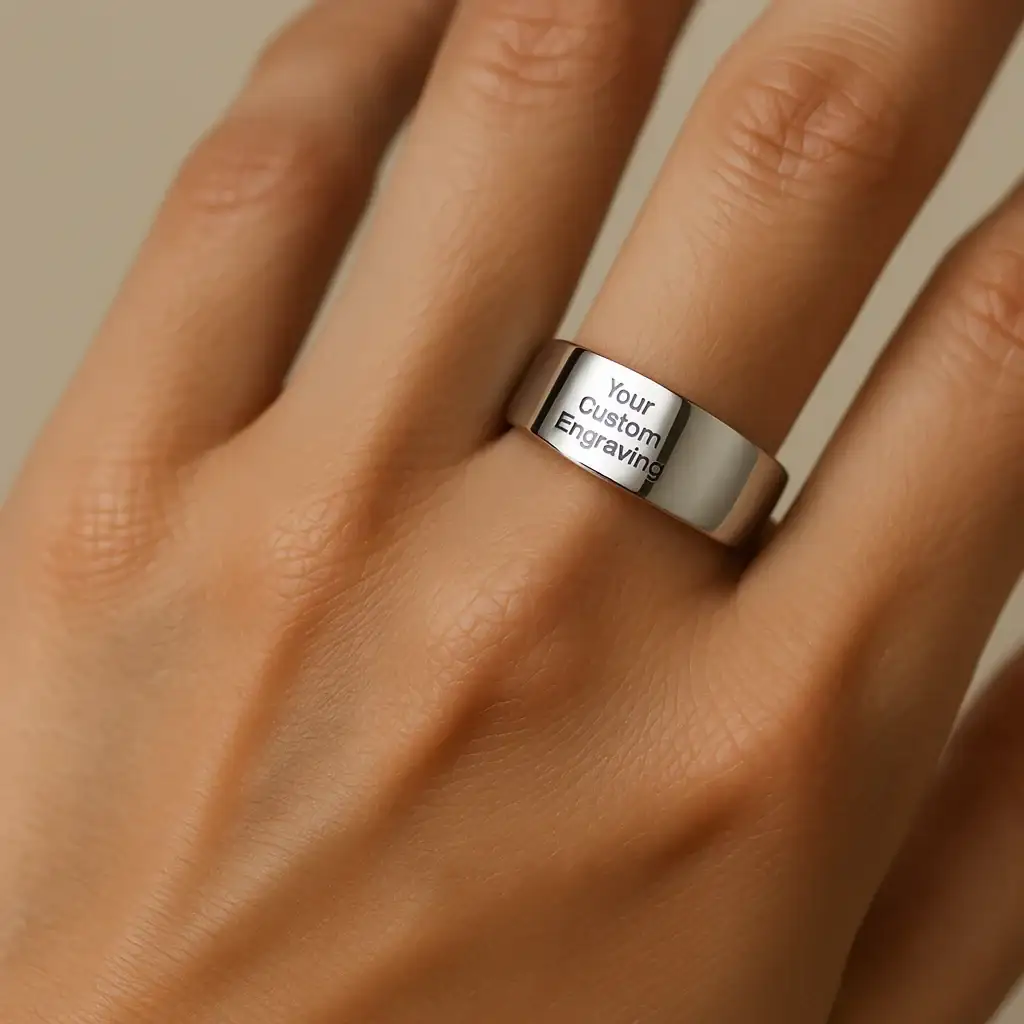 Custom Image Engraving Polished Tungsten Carbide Ring, Comfort Fit — 2mm to 12mm - Image 2