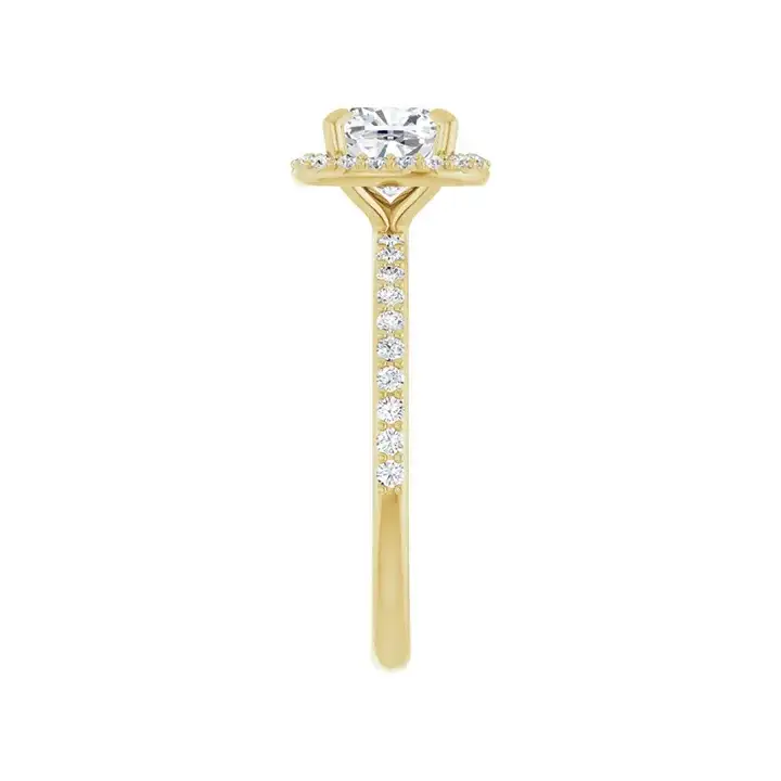 DAYSTAR 18K Yellow Gold Halo Cushion Lab Grown Diamond Engagement Ring - Image 2
