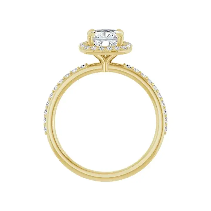 DAYSTAR 18K Yellow Gold Halo Cushion Lab Grown Diamond Engagement Ring - Image 4