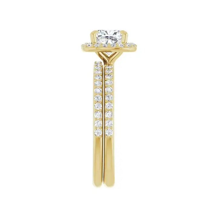 DAYSTAR 18K Yellow Gold Halo Cushion Lab Grown Diamond Engagement Ring - Image 6