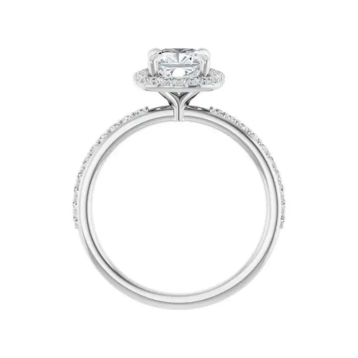 DAYSTAR Platinum Halo Cushion Lab Grown Diamond Engagement Ring - Image 4