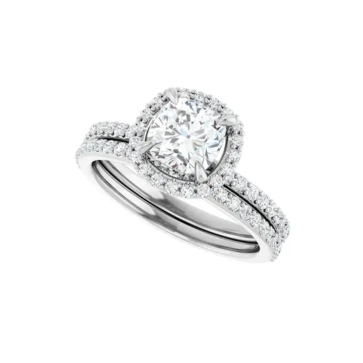 DAYSTAR Silver Halo Cushion Lab Grown Diamond Engagement Ring - Image 7
