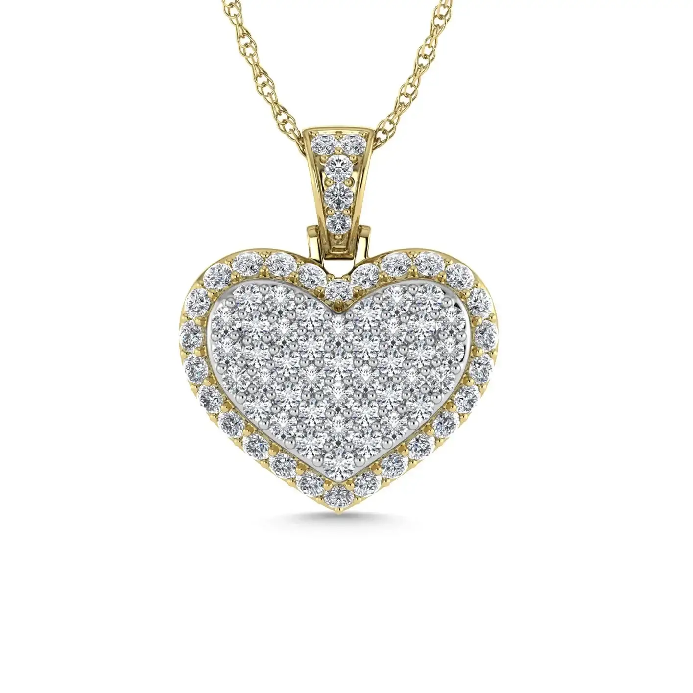 Diamond 1 Ct.Tw. Heart Pendants in 10K Yellow Gold