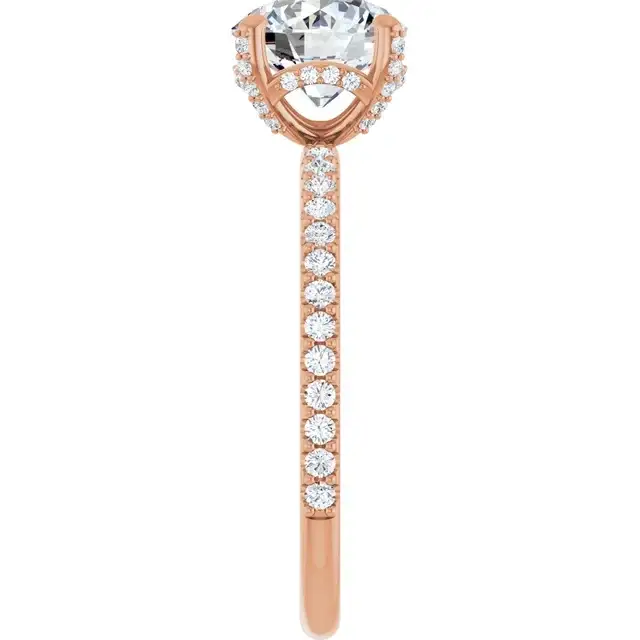 DAVITA 18K Rose Gold Hidden Halo Round Lab Grown Diamond Engagement Ring - Image 3