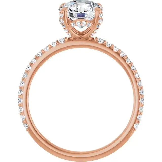 DAVITA 18K Rose Gold Hidden Halo Round Lab Grown Diamond Engagement Ring - Image 5