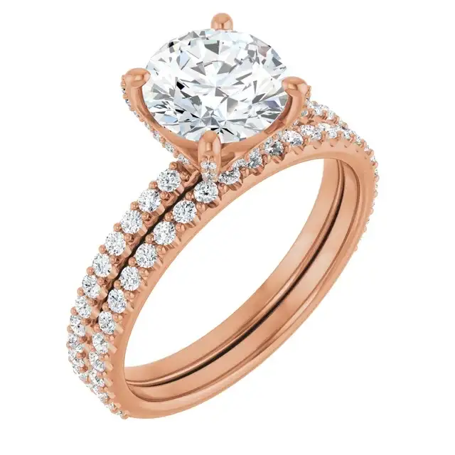 DAVITA 18K Rose Gold Hidden Halo Round Lab Grown Diamond Engagement Ring - Image 6