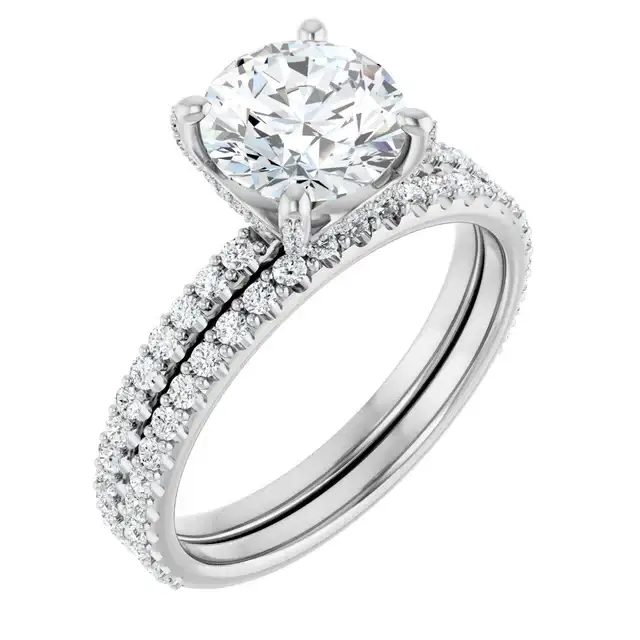 DAVITA Platinum Hidden Halo Round Lab Grown Diamond Engagement Ring - Image 6