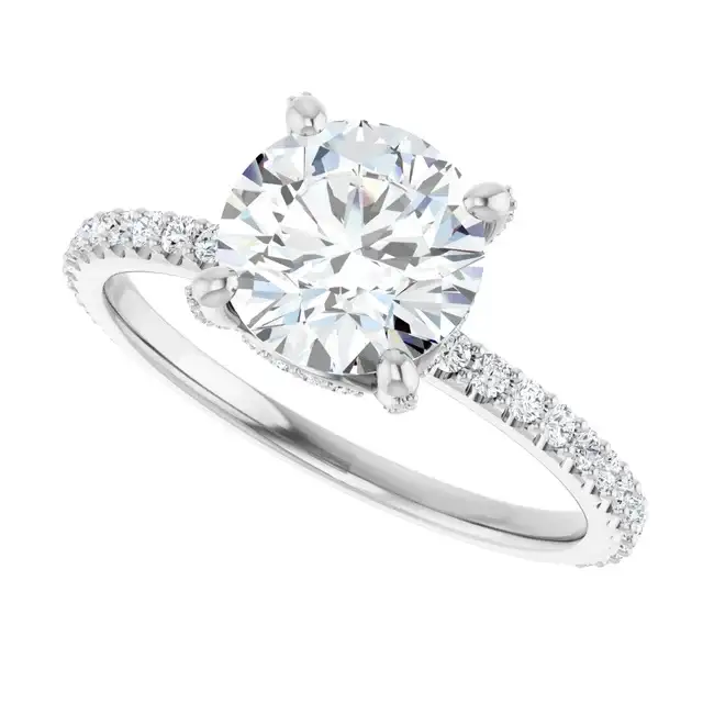 DAVITA Silver Hidden Halo Round Lab Grown Diamond Engagement Ring - Image 2