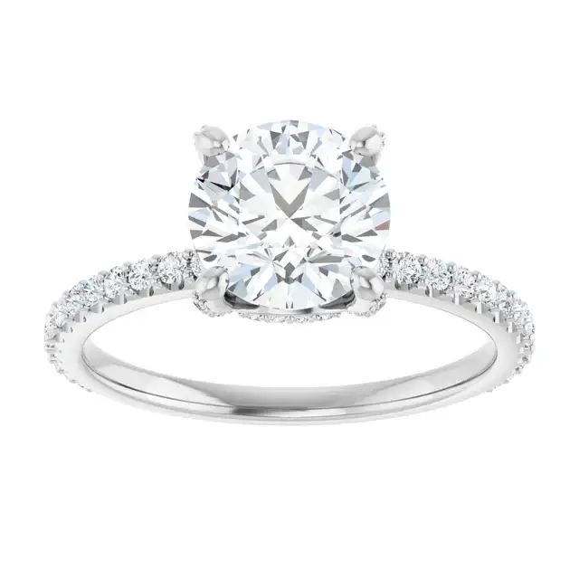 DAVITA Silver Hidden Halo Round Lab Grown Diamond Engagement Ring - Image 4