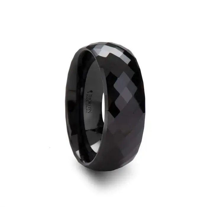 DRACO 288 Diamond Faceted Black Ceramic Ring - 2mm - 8mm