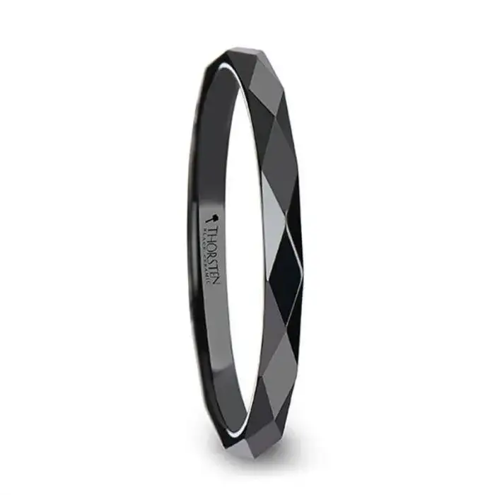 DRACO 288 Diamond Faceted Black Ceramic Ring - 2mm - 8mm - Image 2