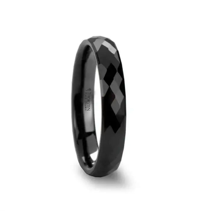 DRACO 288 Diamond Faceted Black Ceramic Ring - 2mm - 8mm - Image 3