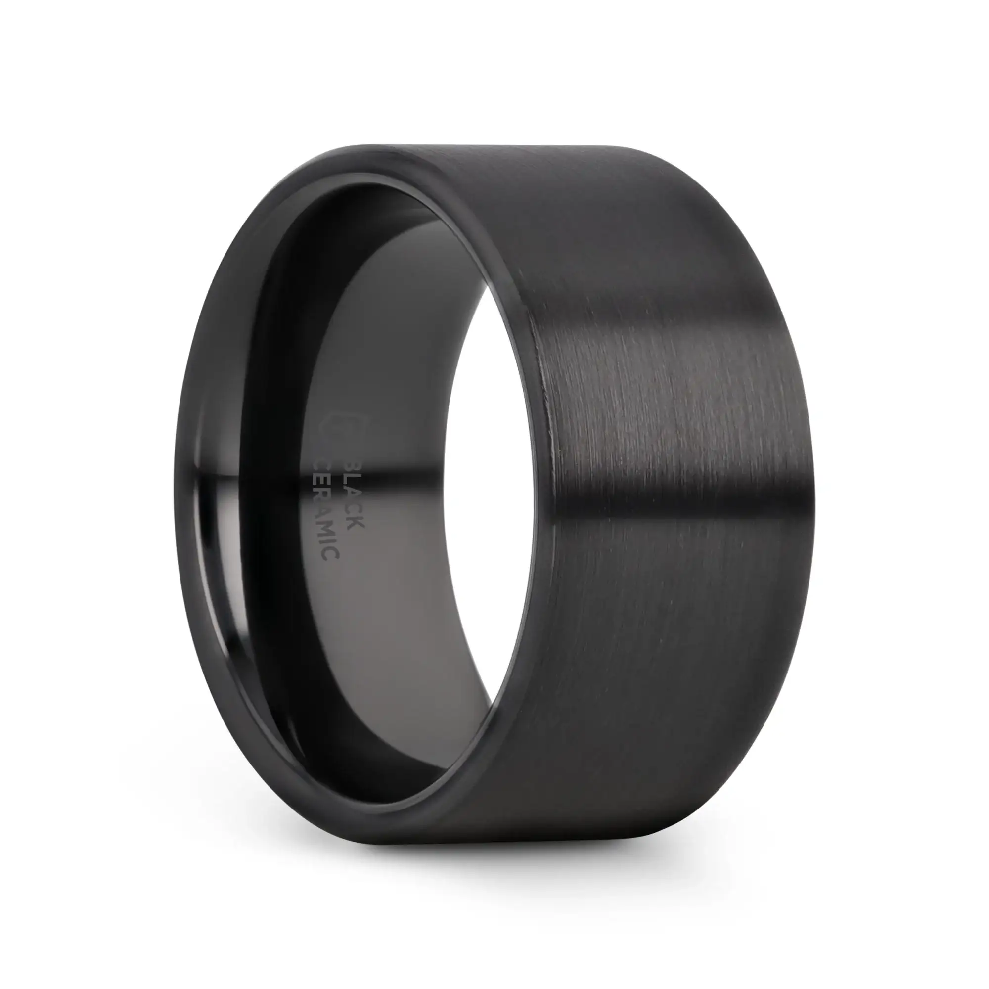 DRAKON Flat Pipe Cut Brush Finished Black Ceramic Wedding Band - 2mm - 12mm - Image 13