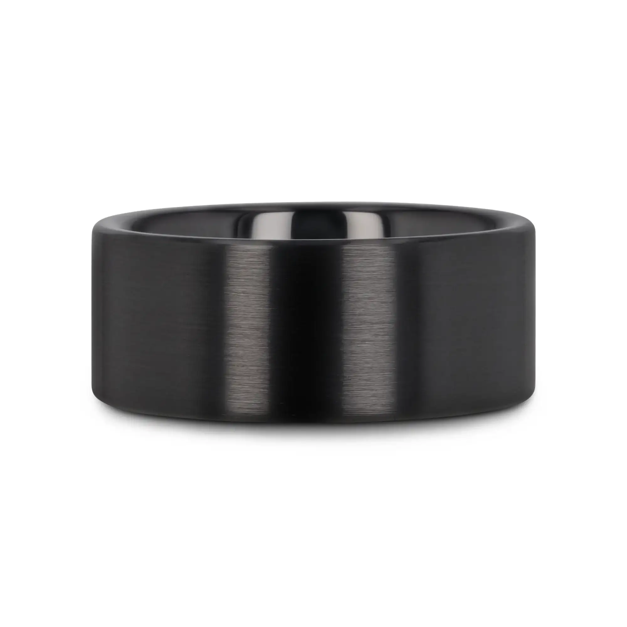 DRAKON Flat Pipe Cut Brush Finished Black Ceramic Wedding Band - 2mm - 12mm - Image 15