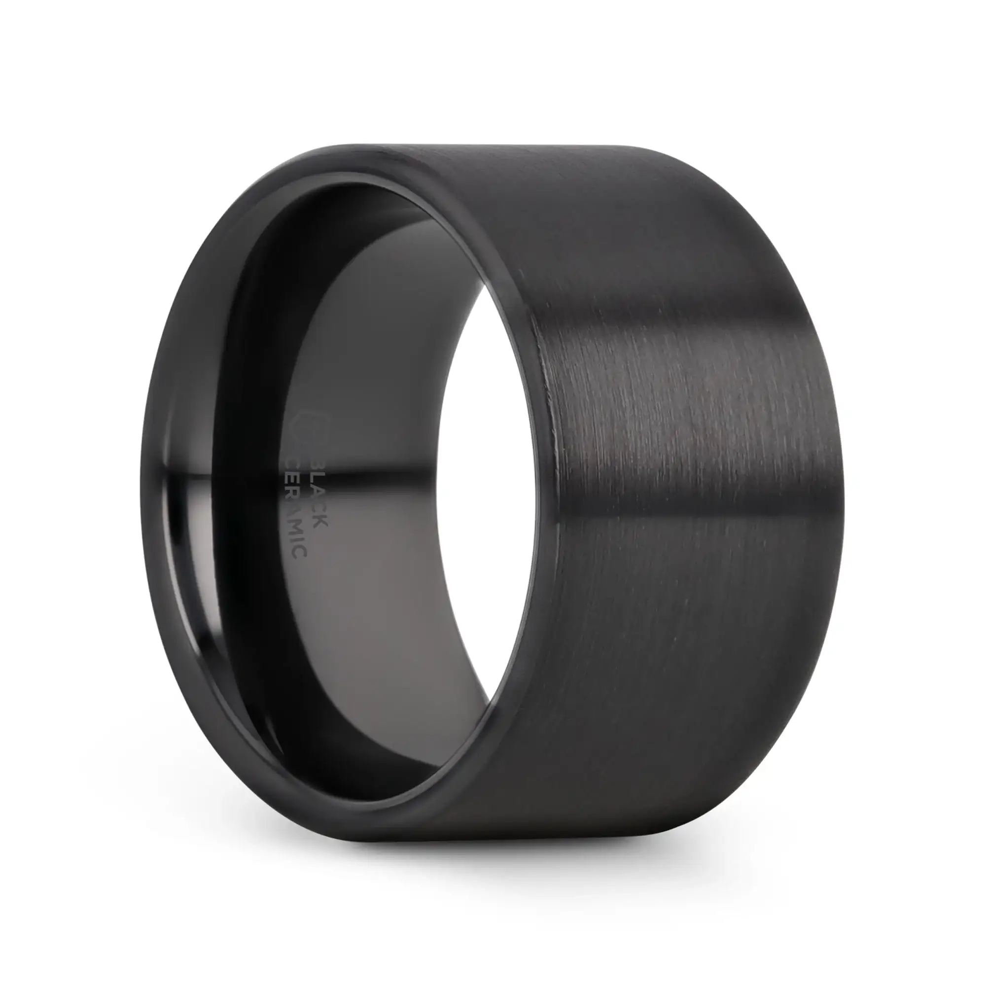 DRAKON Flat Pipe Cut Brush Finished Black Ceramic Wedding Band - 2mm - 12mm - Image 16