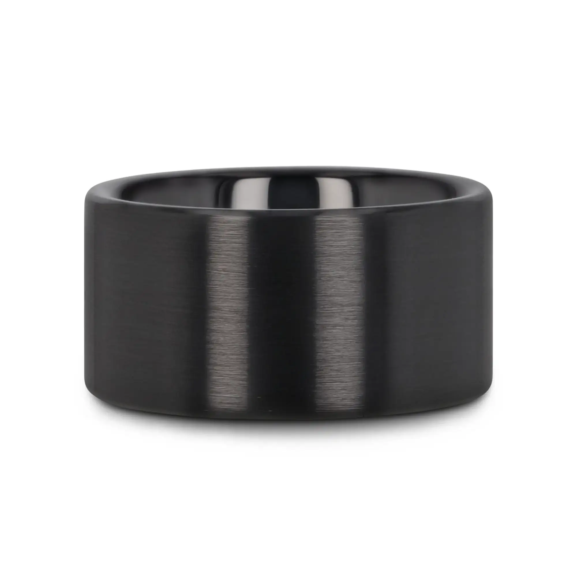 DRAKON Flat Pipe Cut Brush Finished Black Ceramic Wedding Band - 2mm - 12mm - Image 18