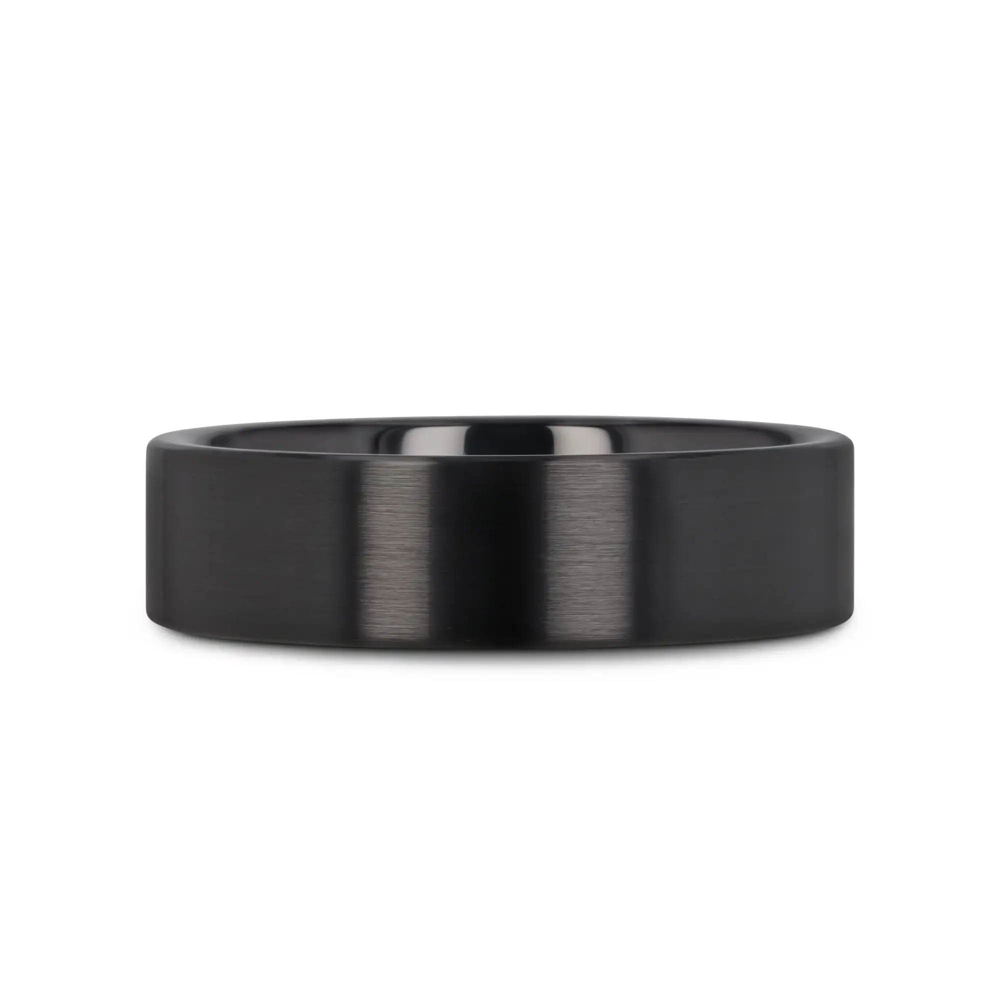 DRAKON Flat Pipe Cut Brush Finished Black Ceramic Wedding Band - 2mm - 12mm - Image 6