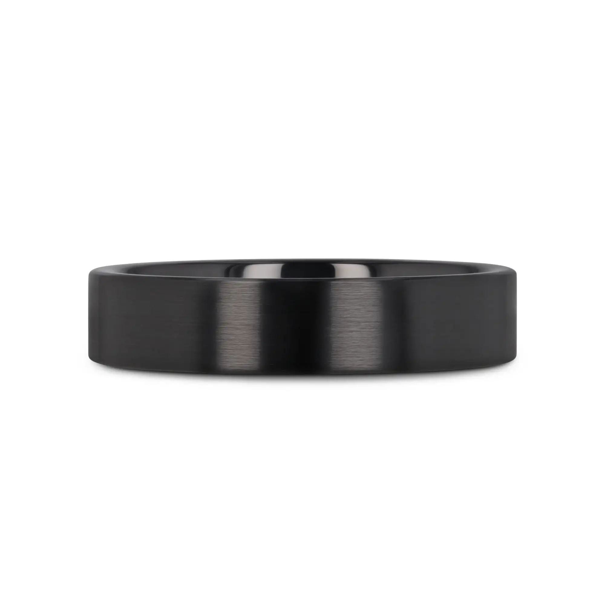 DRAKON Flat Pipe Cut Brush Finished Black Ceramic Wedding Band - 2mm - 12mm - Image 9