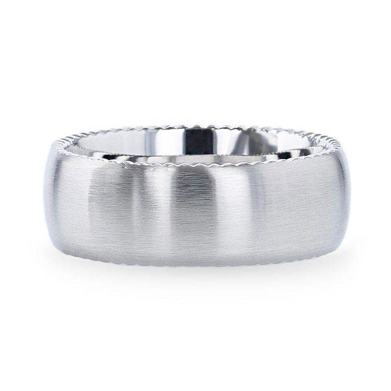 DYNAMO Domed Brushed Finish Cobalt Men's Wedding Ring With Rope Patterned Edges - 8mm - Image 3