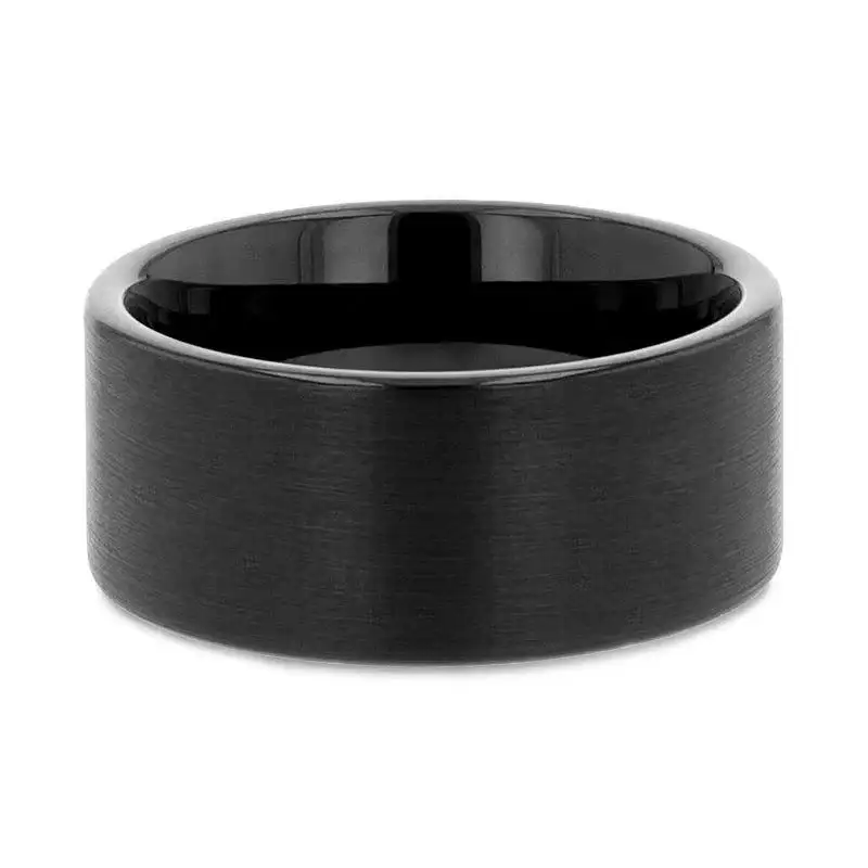 EL PASO Flat Style Black Tungsten Ring with Brushed Finish - 10mm - Image 3