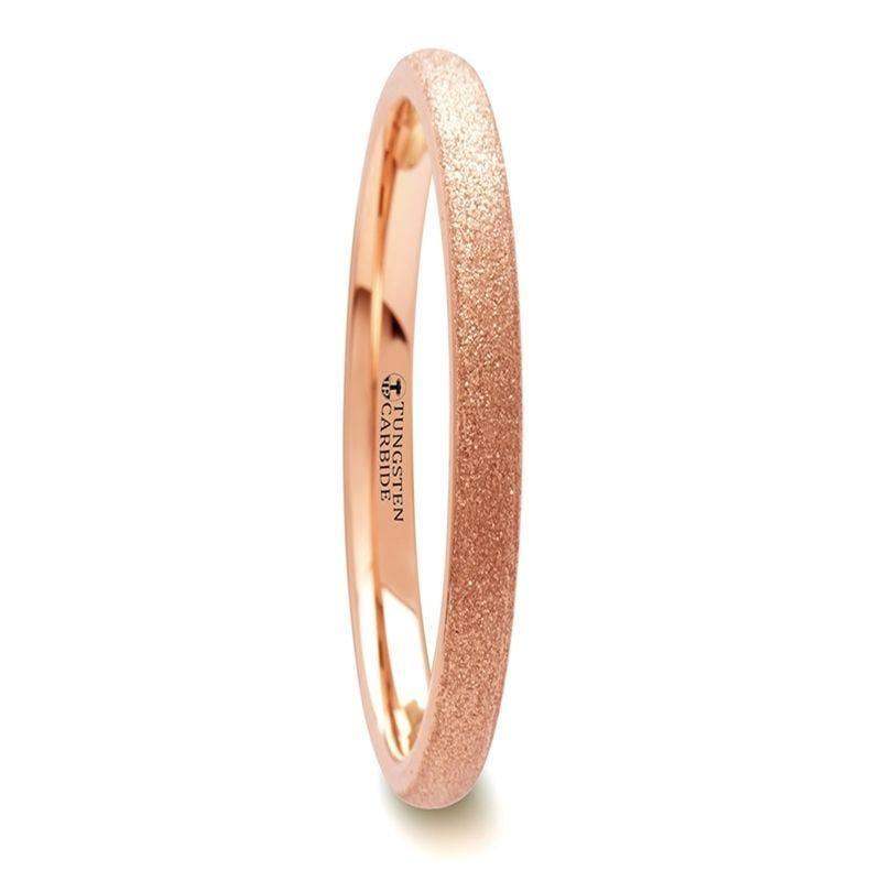 EMBER Domed Tungsten Carbide Ring with Rose Gold Plating and Sandblasted Crystalline Finish - 2mm - 8mm - Image 6