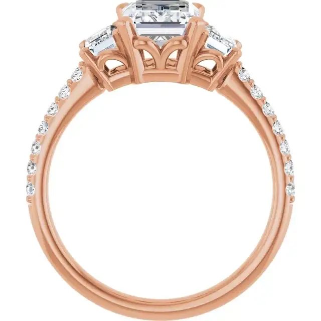 EMMA 18K Rose Gold Emerald Cut Engagement Ring - Image 5