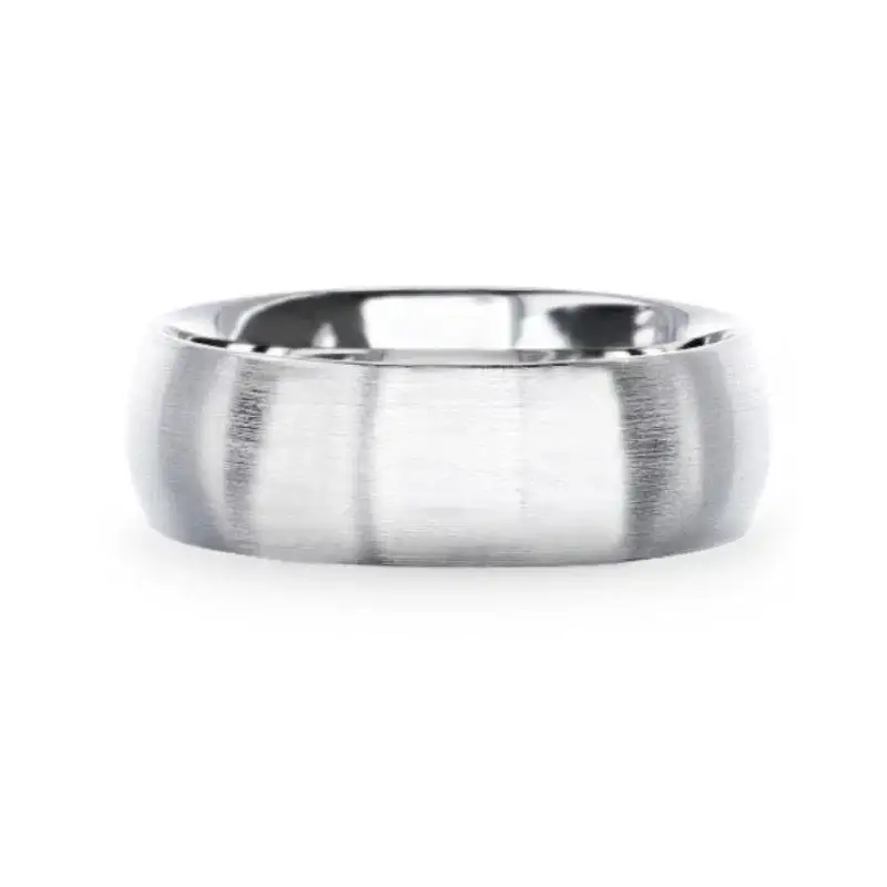 EMPEROR Silver Brushed Finish Domed Wedding Band - 4mm & 8mm - Image 3