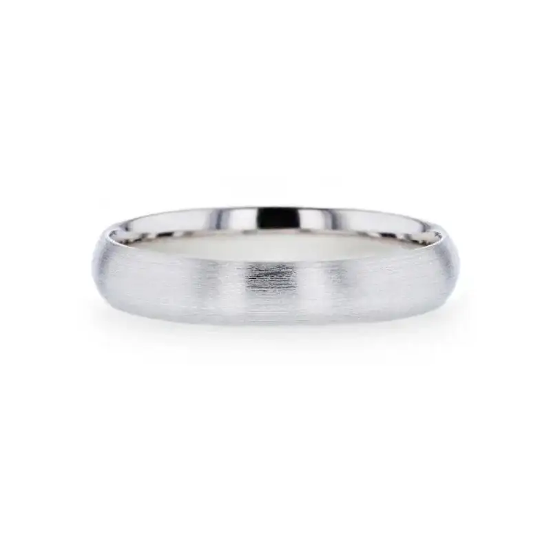 EMPRESA Silver Brushed Finish Domed Women's Wedding Band - 4mm - Image 3
