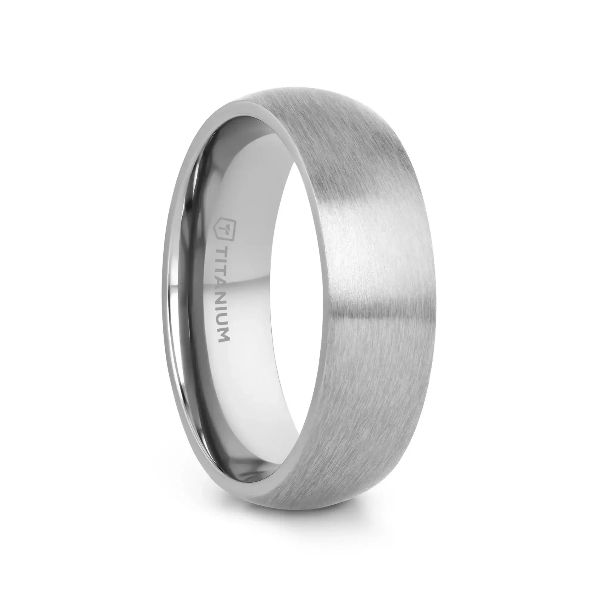 ERIS Men’s Titanium Brushed Domed Wedding Band, Comfort Fit — 6mm or 8mm - Image 4