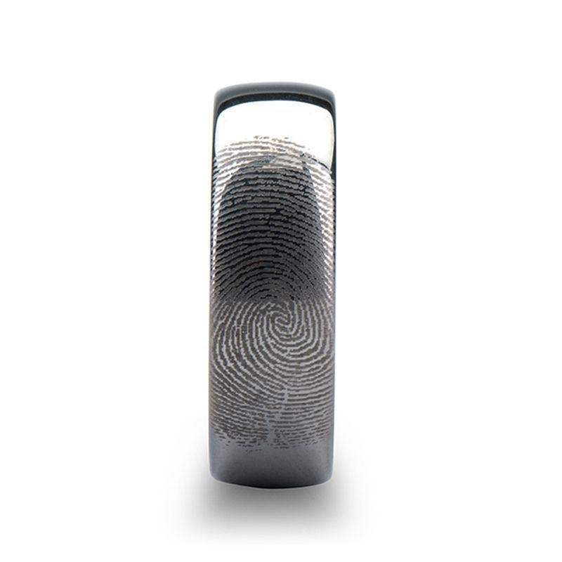 Fingerprint Engraved Domed Tungsten Ring Polished - Dominus - 4mm - 12mm - Image 2