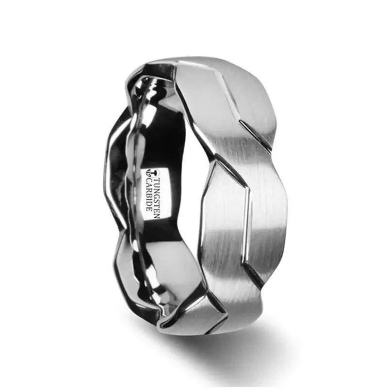 FOREVER White Tungsten Ring with Brushed Carved Infinity Symbol Design - 10mm - Image 3