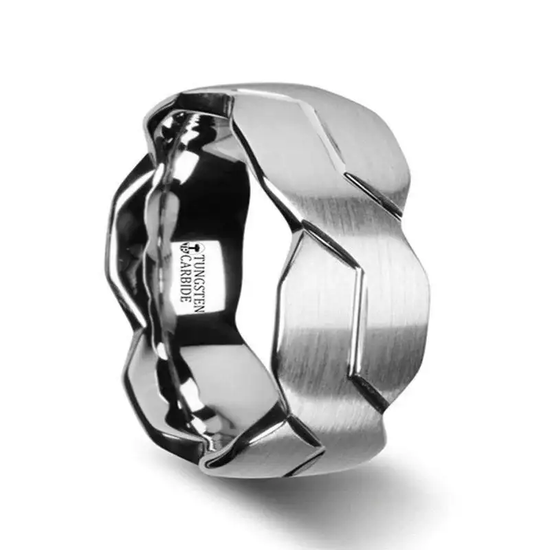 FOREVER White Tungsten Ring with Brushed Carved Infinity Symbol Design - 6mm - 10mm - Image 4