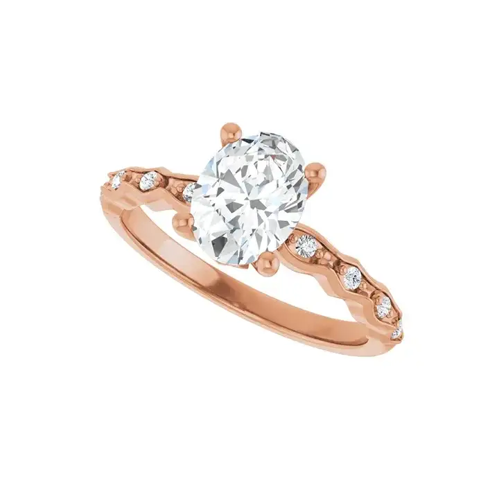GIANNA 14K Rose Gold Oval Lab Grown Diamond Engagement Ring - Image 5