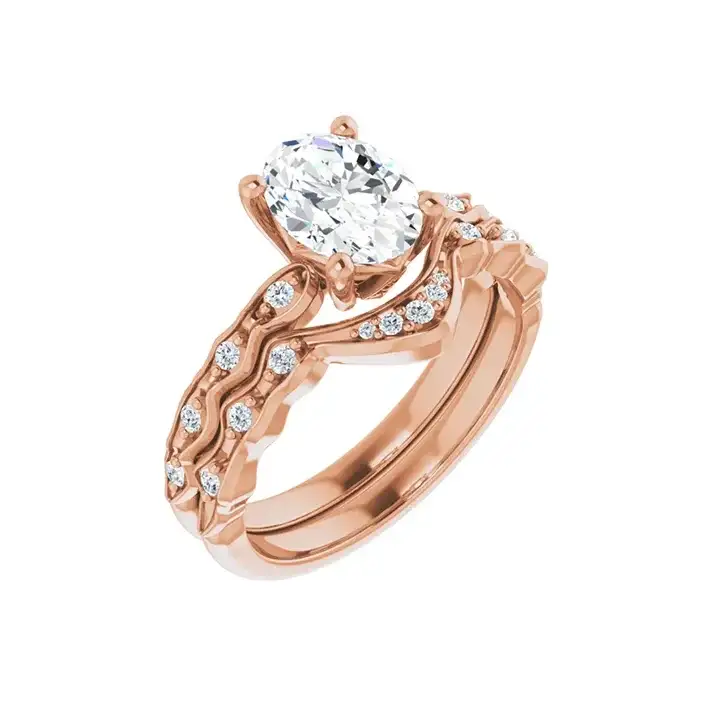 GIANNA 14K Rose Gold Oval Lab Grown Diamond Engagement Ring - Image 6