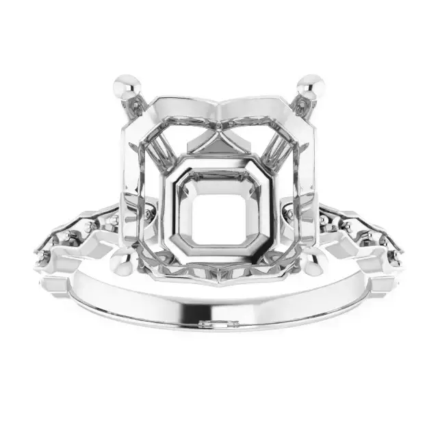 GIANNA Lab Grown Diamond Engagement Ring Setting for Asscher Stones - Image 3