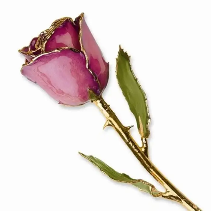 Gold Dipped Fuchsia Rose with Vibrant Lacquer Finish - Image 2
