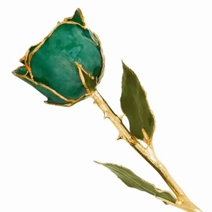 Gold Dipped Green Rose with Lacquer Finish