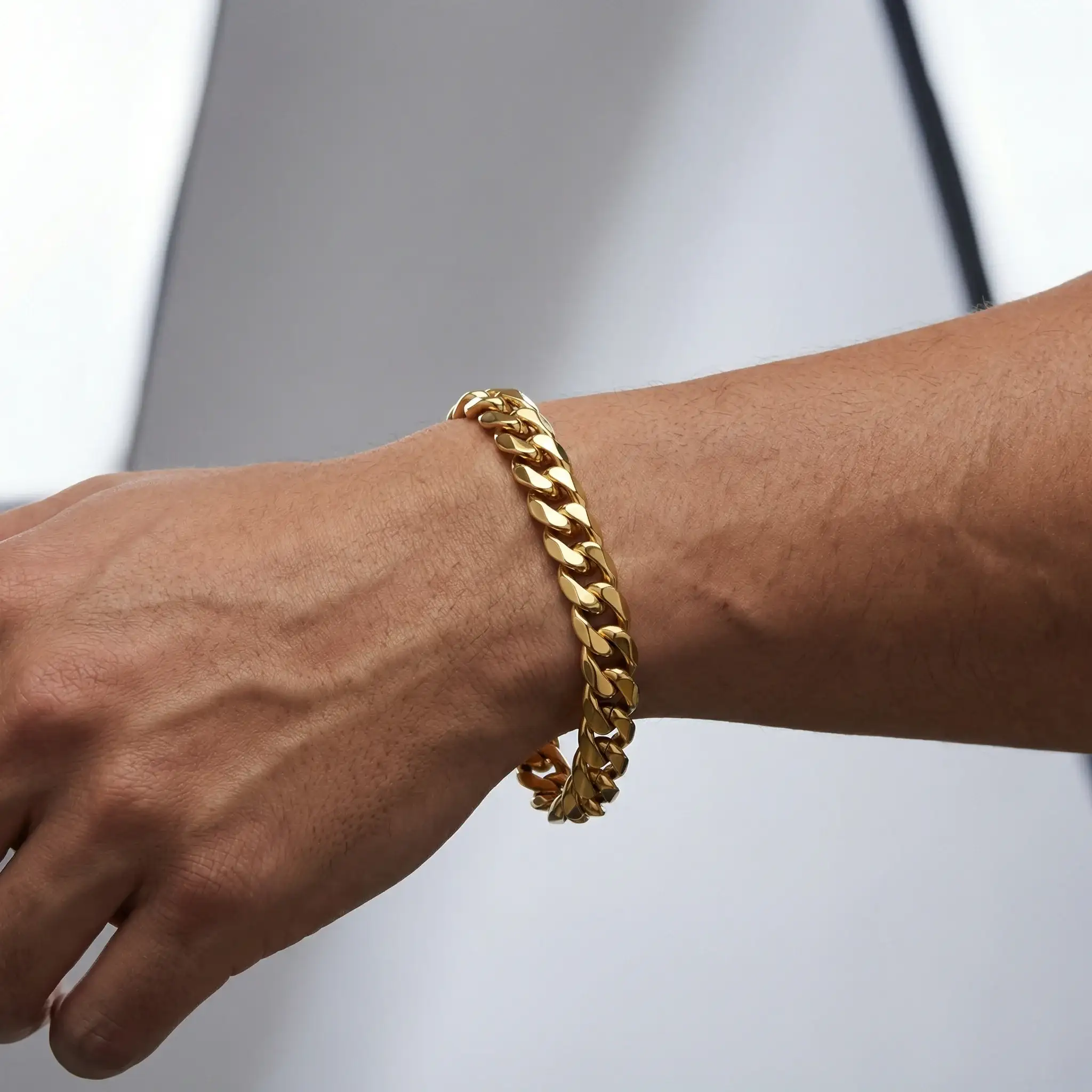 Gold Stainless Steel 14mm Cuban Link Bracelet - 9 Inch - Image 4