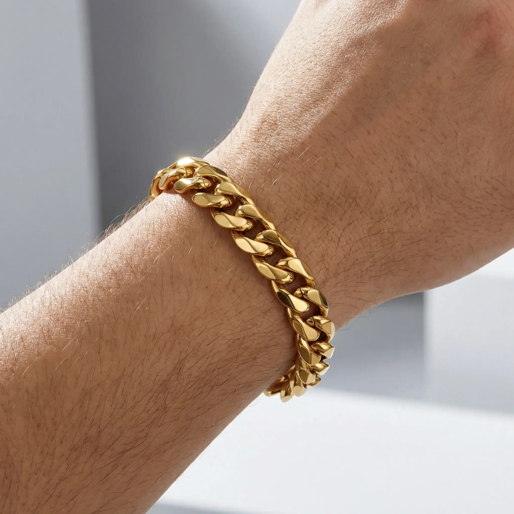 Gold Stainless Steel 14mm Cuban Link Bracelet - 9 Inch - Image 6