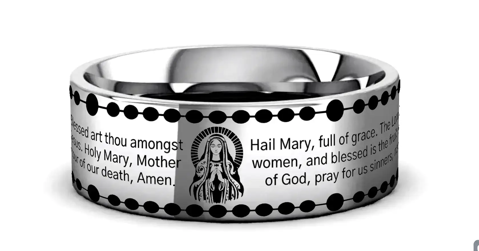 HAIL MARY Laser Engraved Tungsten Carbide Ring - Image 2