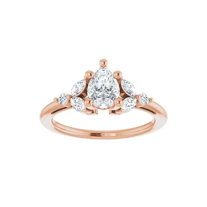 HAILEY 14K Rose Gold Pear Cut Lab Grown Diamond Engagement Ring - Image 3