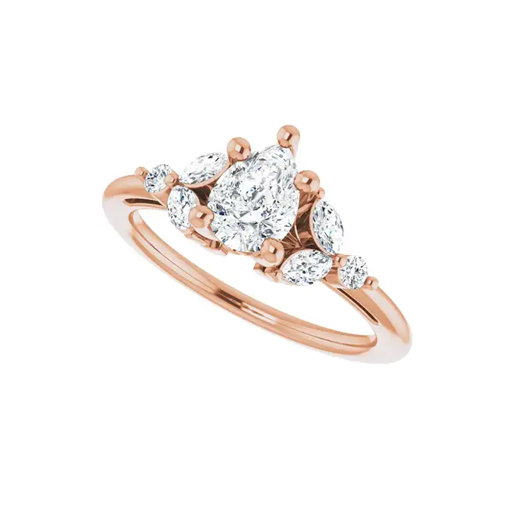 HAILEY 14K Rose Gold Pear Cut Lab Grown Diamond Engagement Ring - Image 5