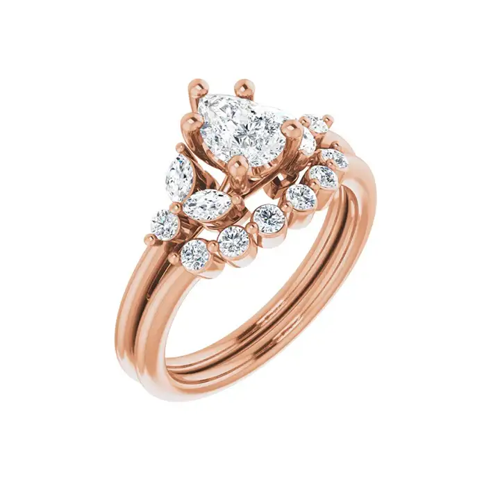 HAILEY 14K Rose Gold Pear Cut Lab Grown Diamond Engagement Ring - Image 6