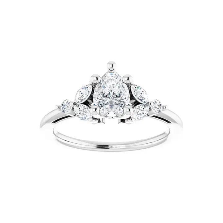 HAILEY 14K White Gold Pear Cut Lab Grown Diamond Engagement Ring - Image 3